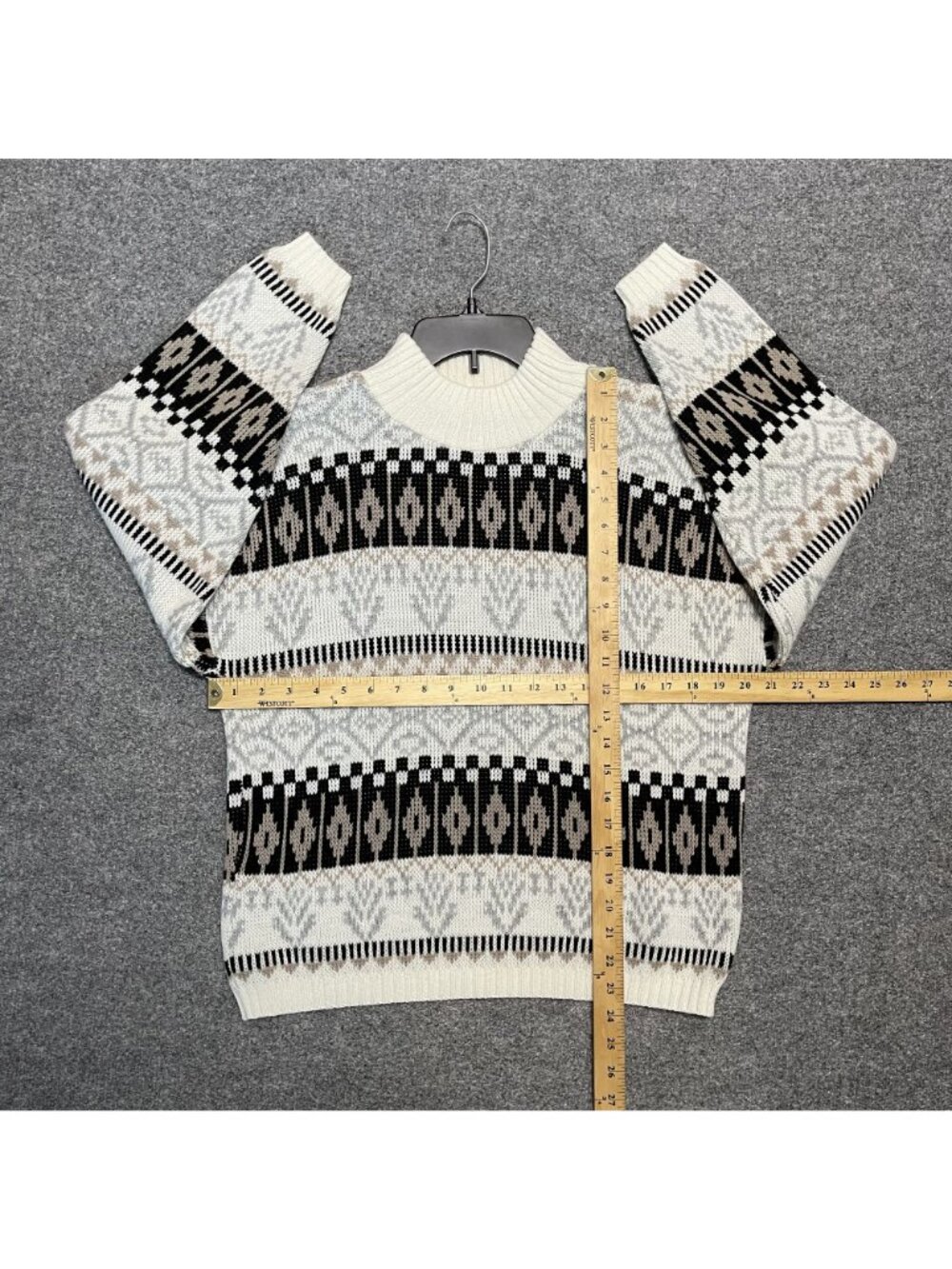 Croquet Club Womens Vintage Sweater M Made In USA Geometric Pattern Crewneck - Picture 5 of 6